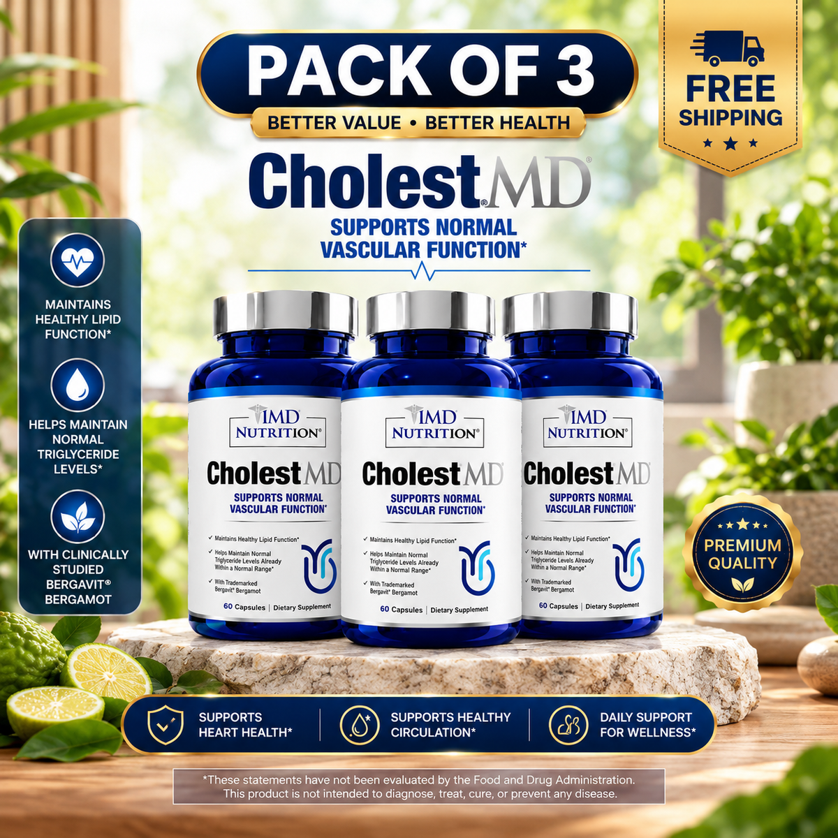 CholestMD Cholesterol & Heart Health Support 60 Capsules – Normal Vascular Function | Luxeora Shop