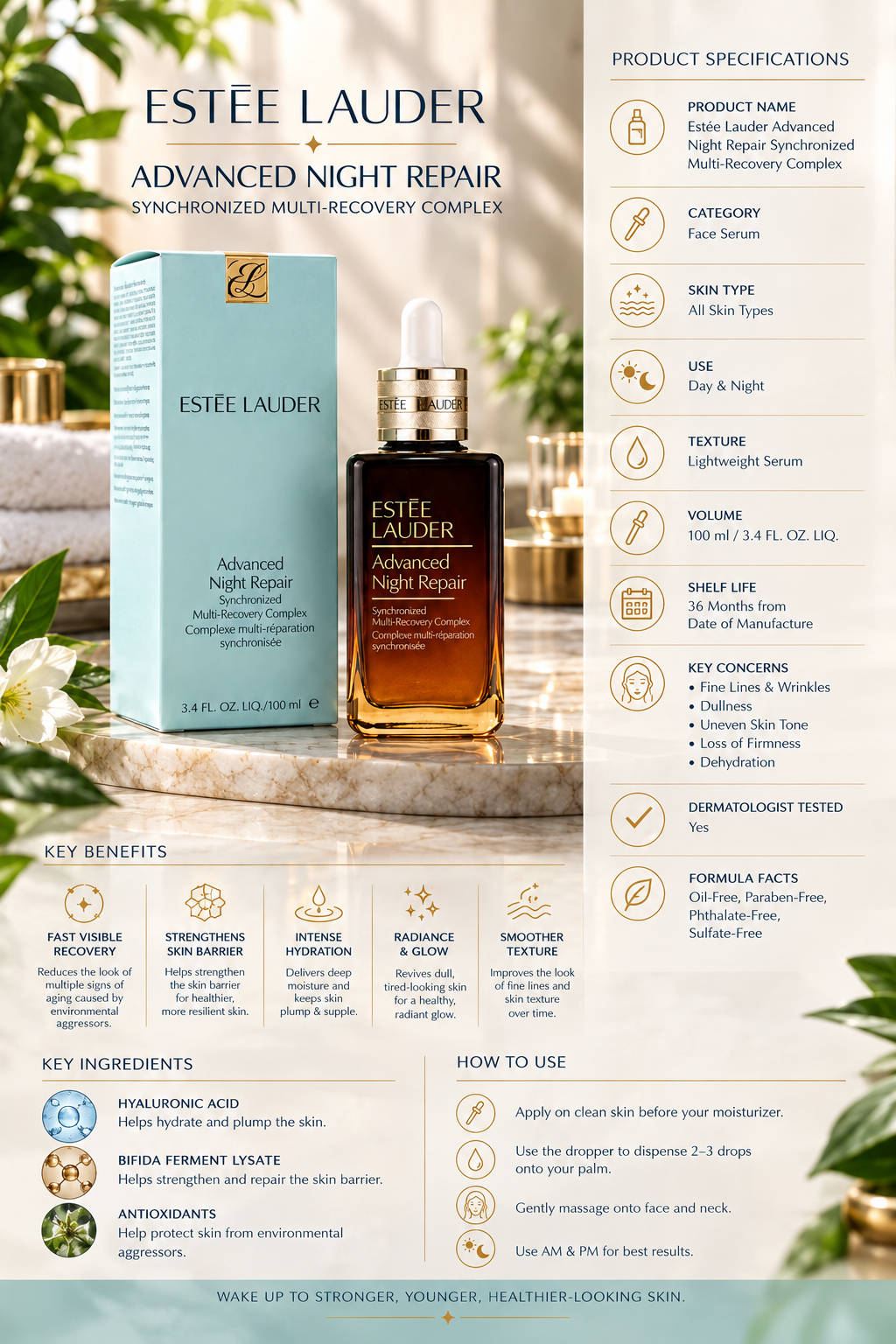 Estée Lauder Advanced Night Repair Serum 100ml 3.4oz – Synchronized Multi-Recovery Complex | Luxeora Shop